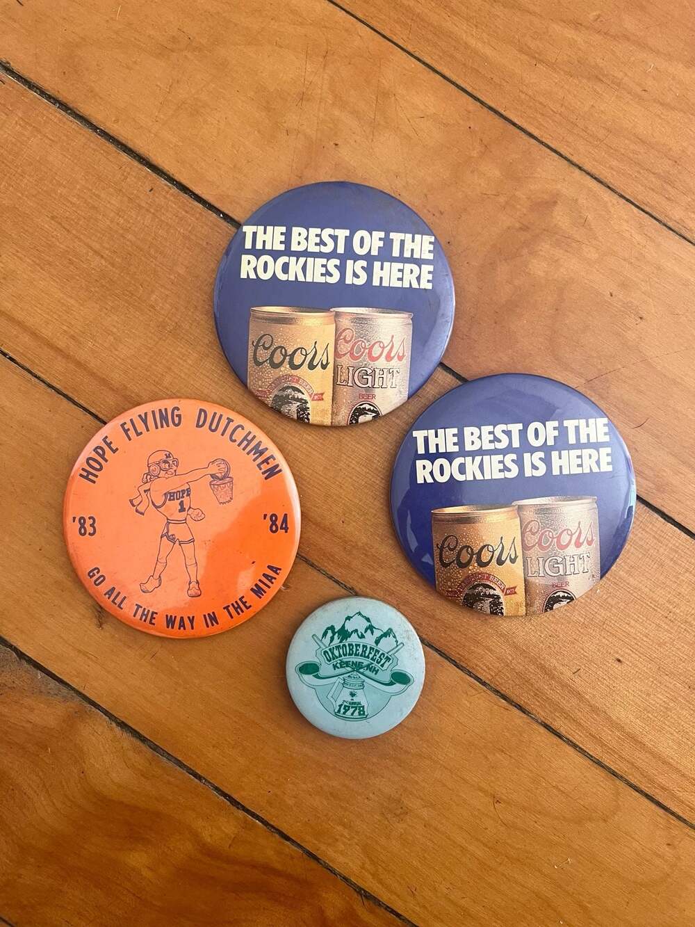 Vintage Coors Light Beer Pinback Button Lot of 4 Various Collectibles Keene NH
